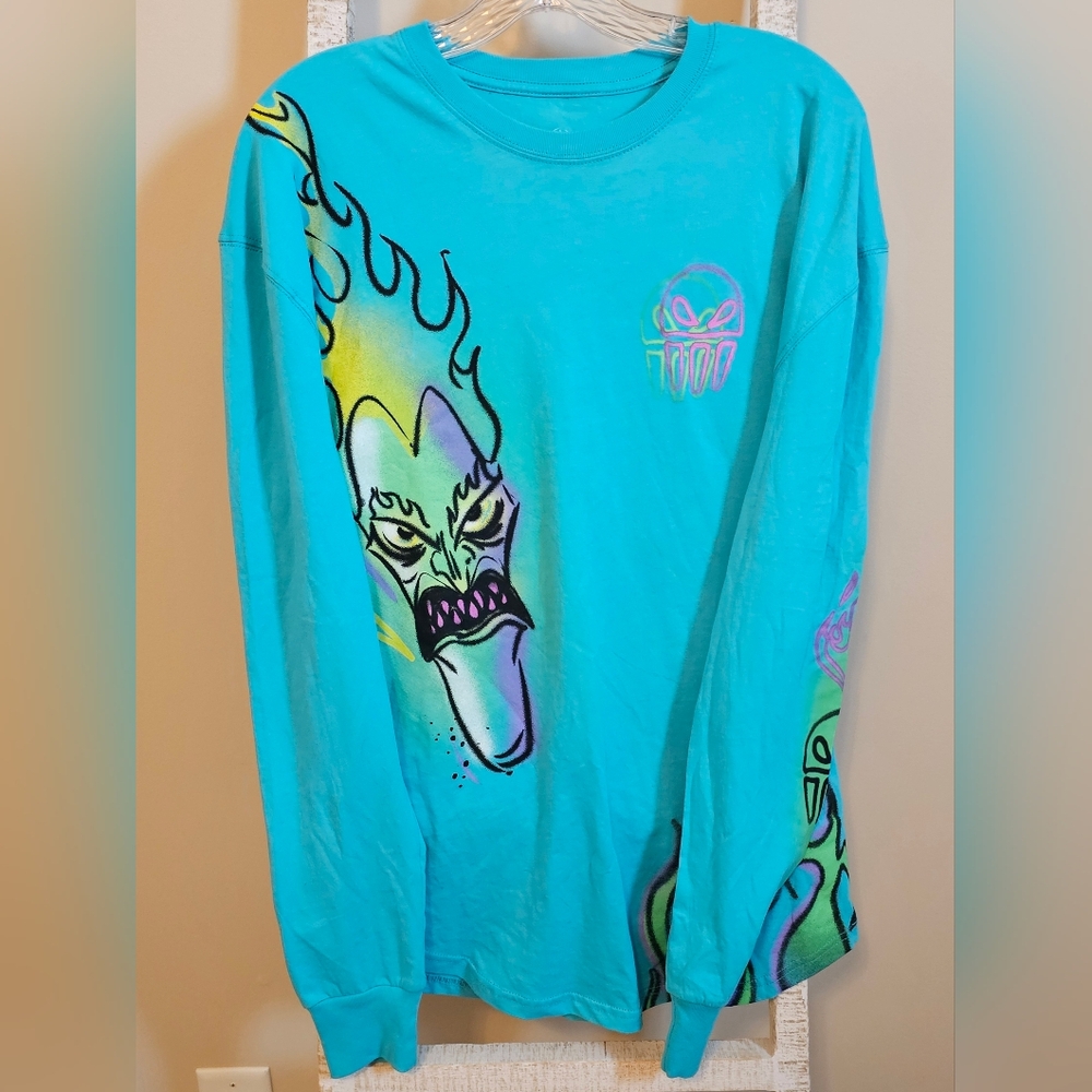 NWT DISNEY PARKS Villains Hades How Ya Doin? Long Sleeve Unisex Pullover Jersey